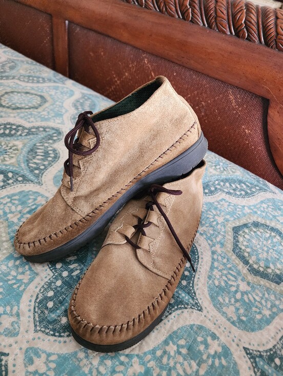 Faded Glory Shoes - VTG Cheyenne Tan Suede Boho Chukka Ankle Bootie Moccasins